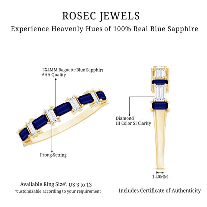 Blue Sapphire and Diamond Half Eternity Ring