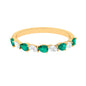 Natural Pear Shape Emerald Half Eternity Ring in East West Style