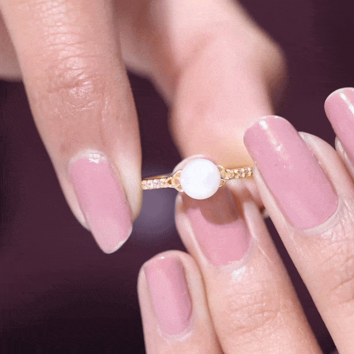 Cultured 2 Carat Freshwater Pearl Diamond Promise Ring with Celtic Knot