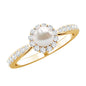 Cultured Freshwater Pearl 2 Carat Engagement Ring with Diamond Halo