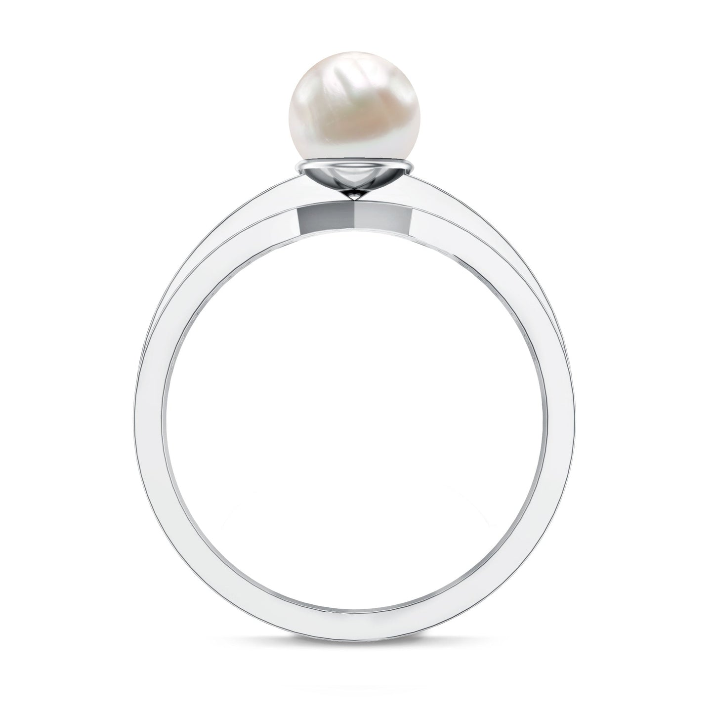 2.2 Carat Freshwater Pearl Engagement Ring with Diamond for Women