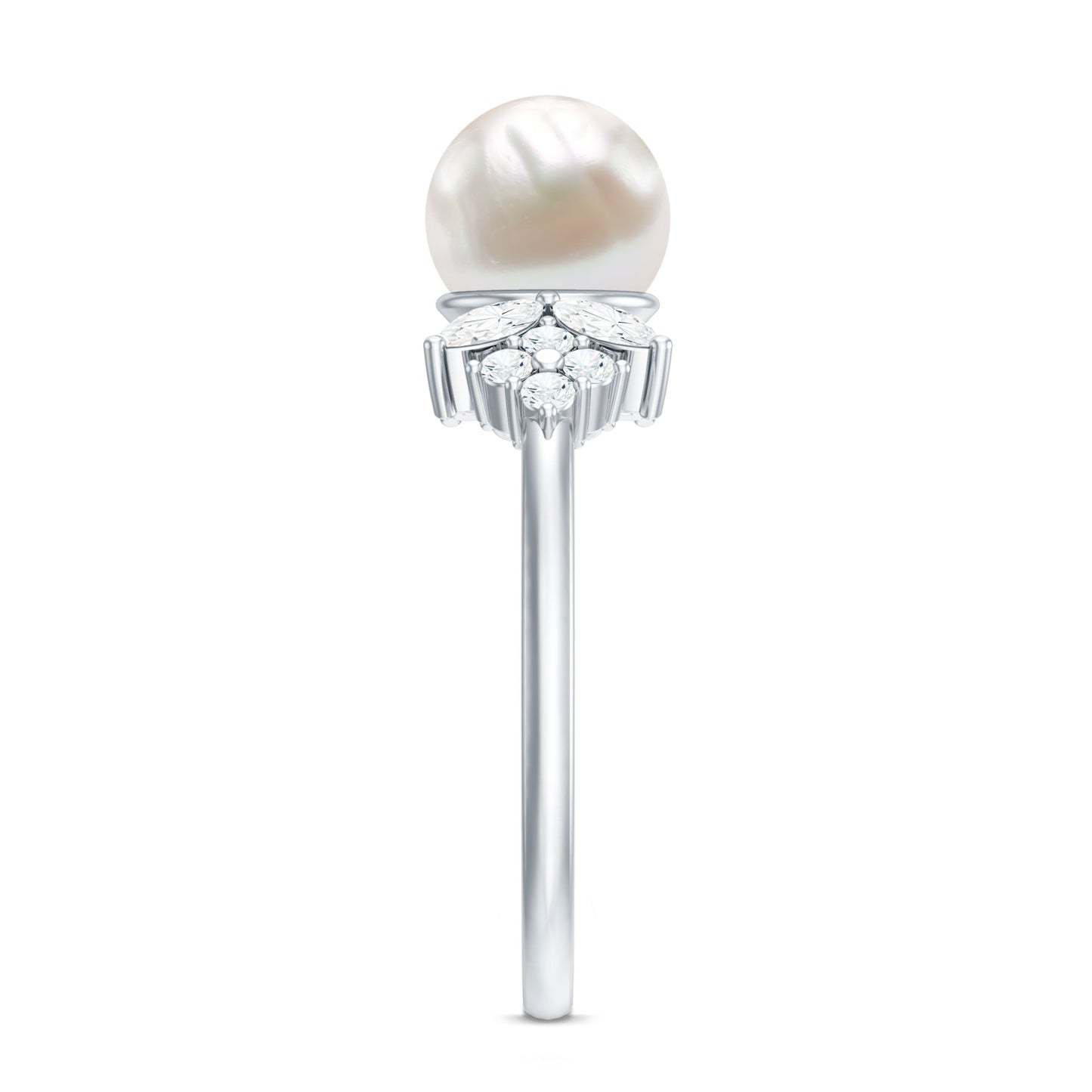 Nature Inspired 3 Carat Freshwater Pearl Engagement Ring with Diamond