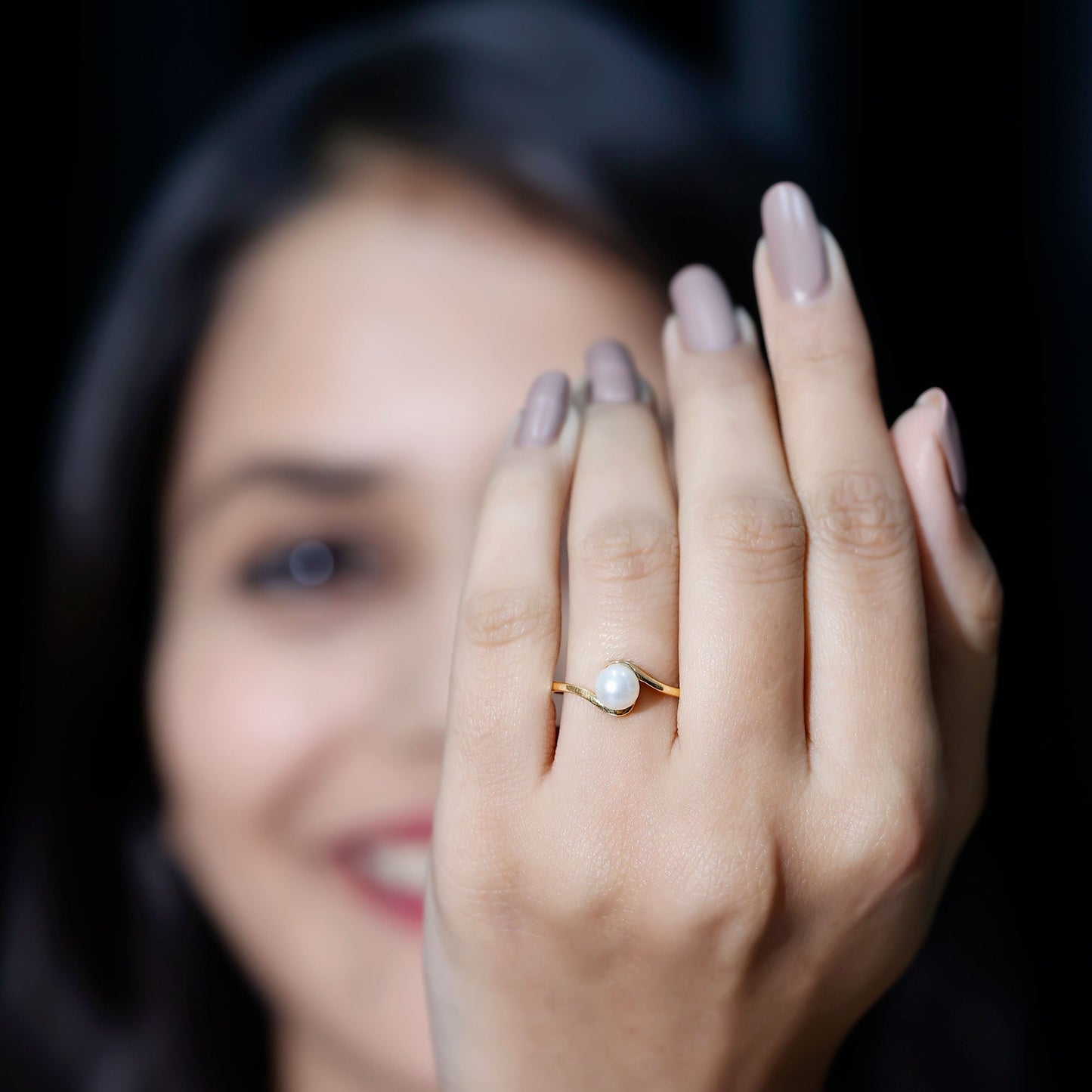2 Carat Solitaire Freshwater White Pearl Bypass Engagement Ring for Women