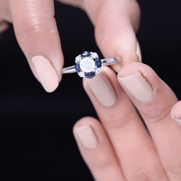 Natural Ethiopian Opal and Sapphire Designer Ring