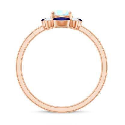 Natural Ethiopian Opal and Sapphire Designer Ring