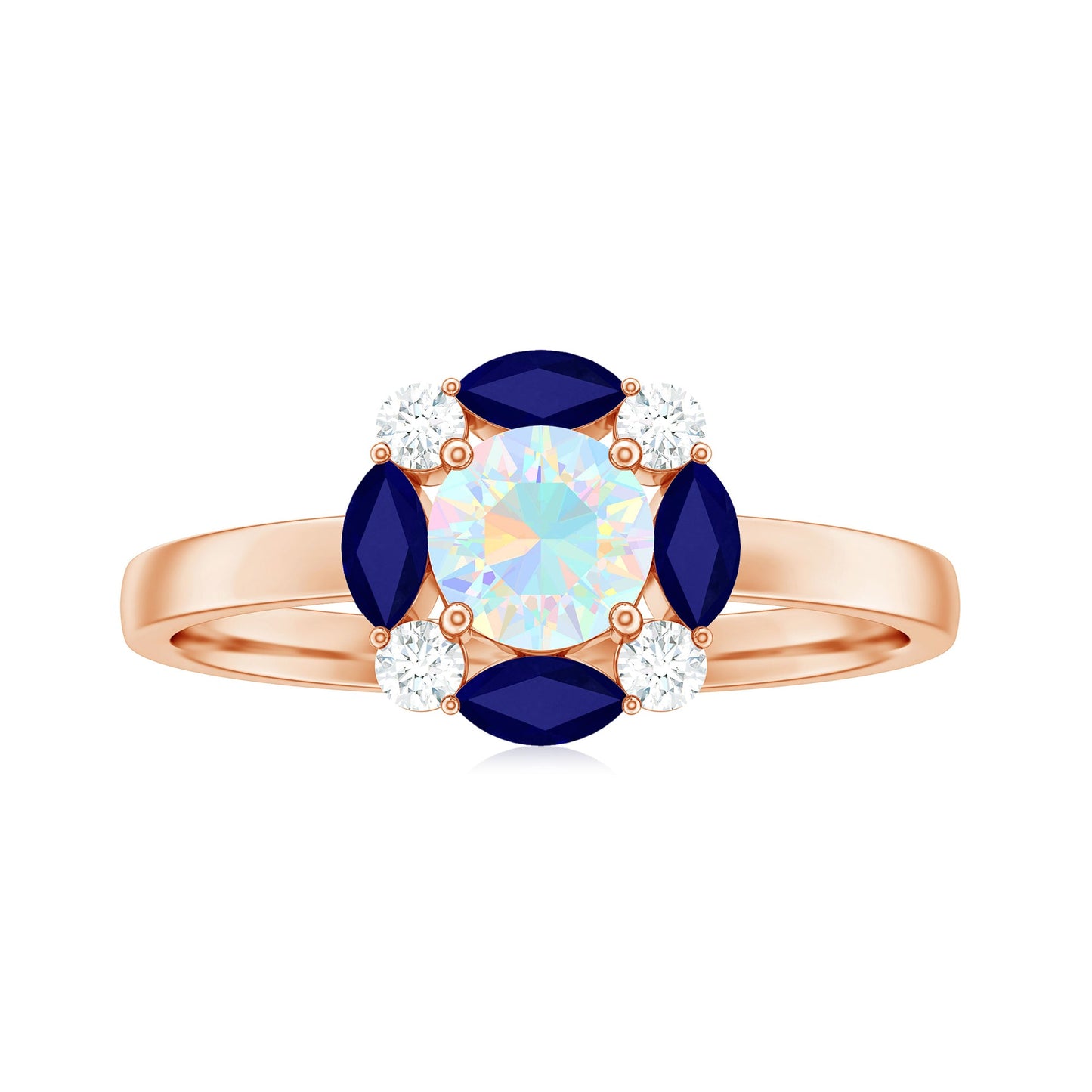 Natural Ethiopian Opal and Sapphire Designer Ring