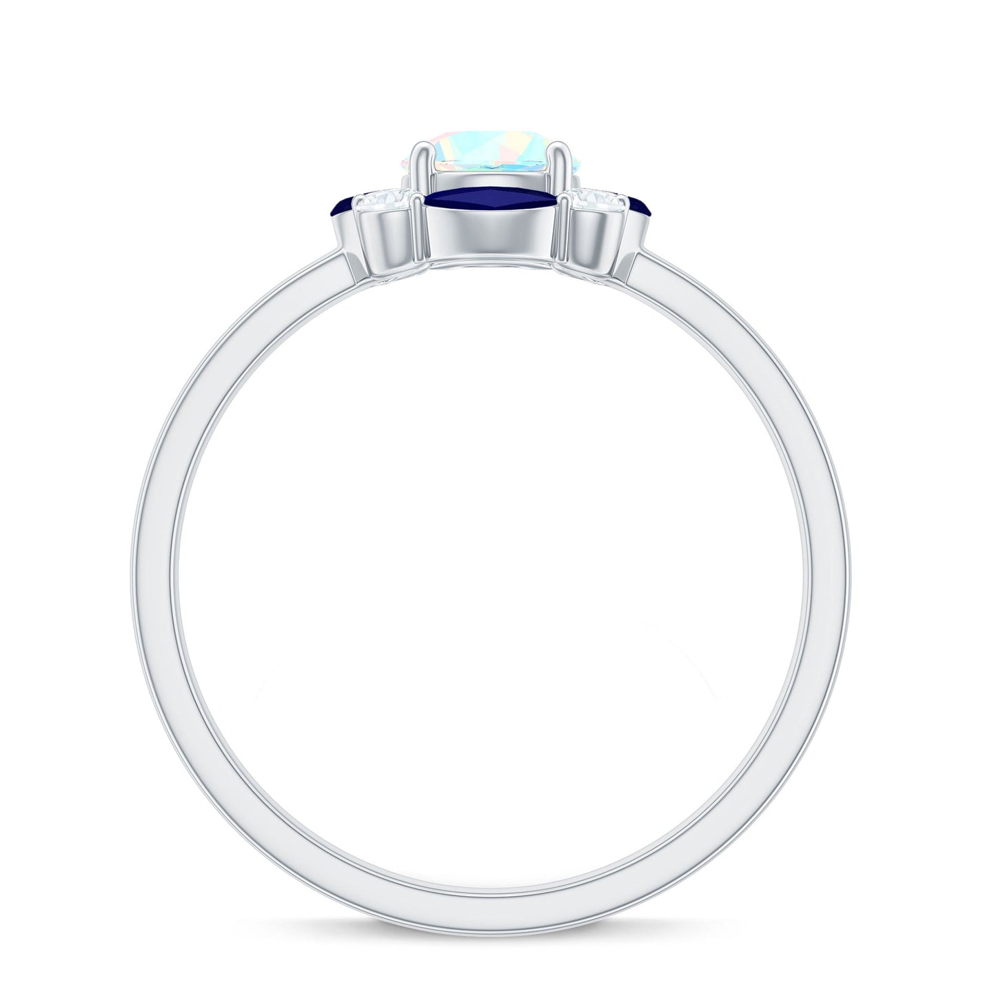 Natural Ethiopian Opal and Sapphire Designer Ring