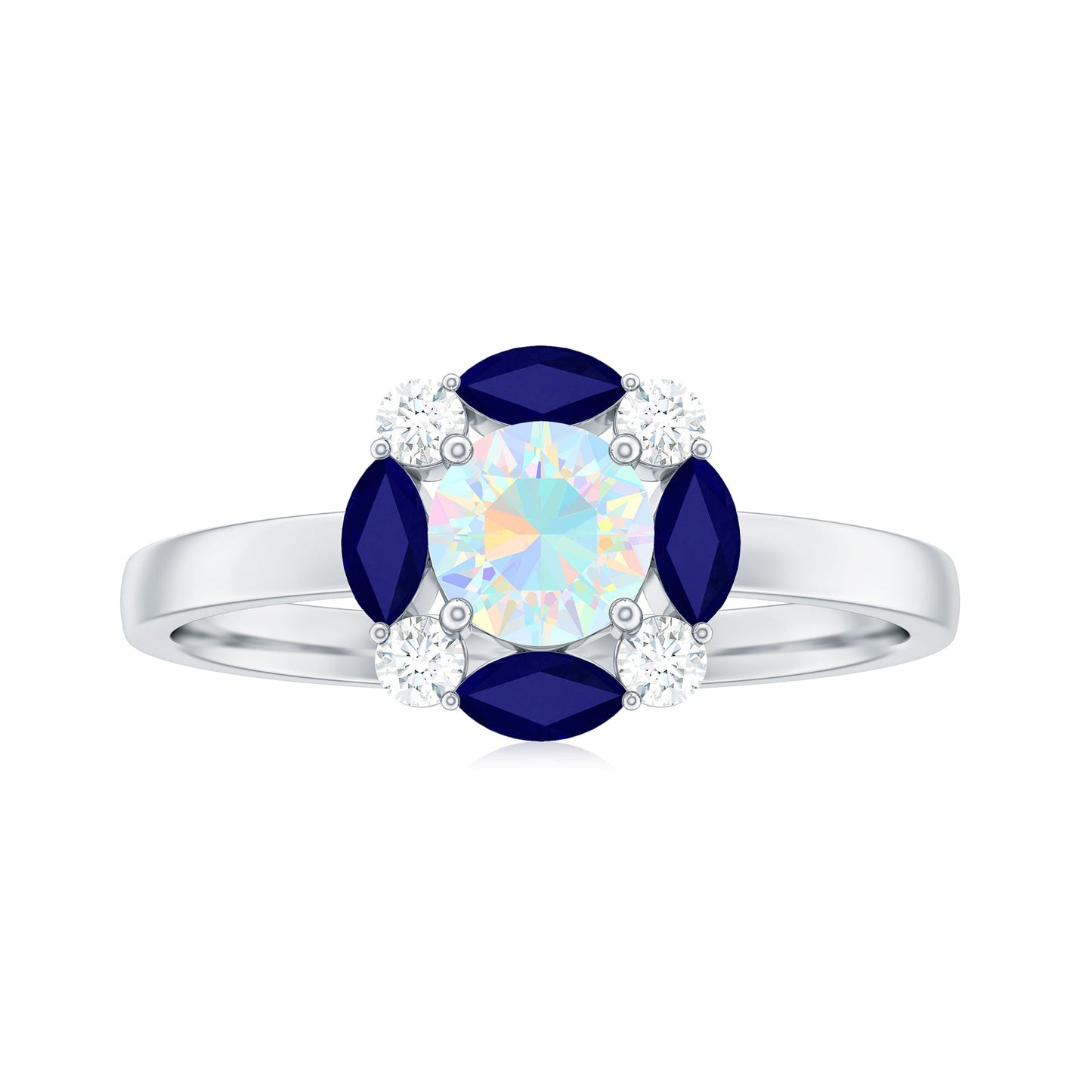 Natural Ethiopian Opal and Sapphire Designer Ring