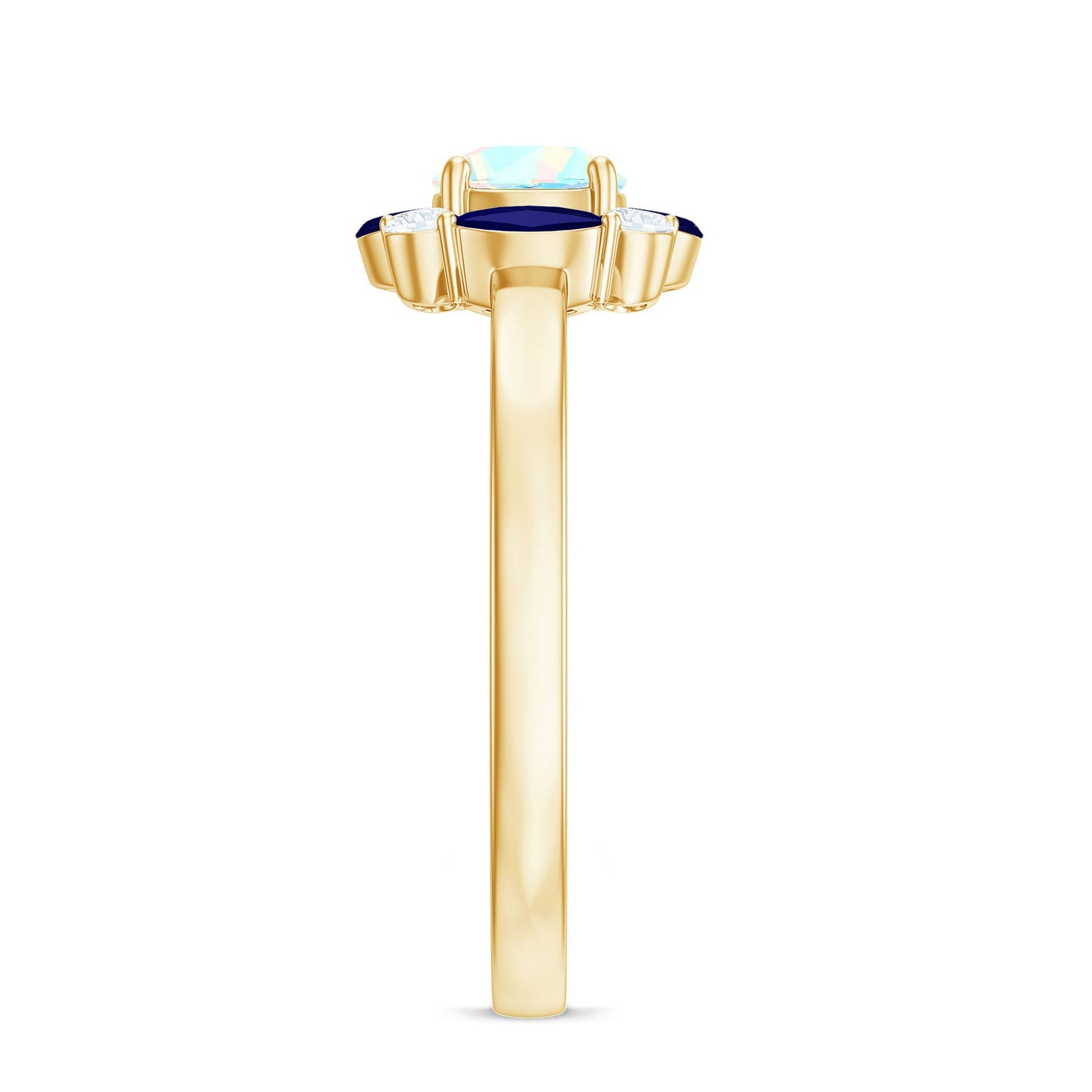 Natural Ethiopian Opal and Sapphire Designer Ring