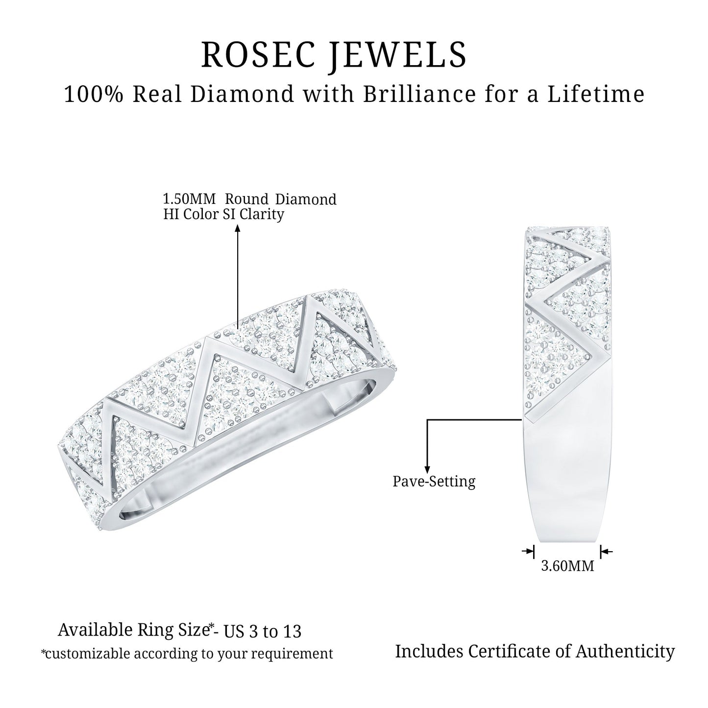 Certified Diamond Designer Wedding Band Ring