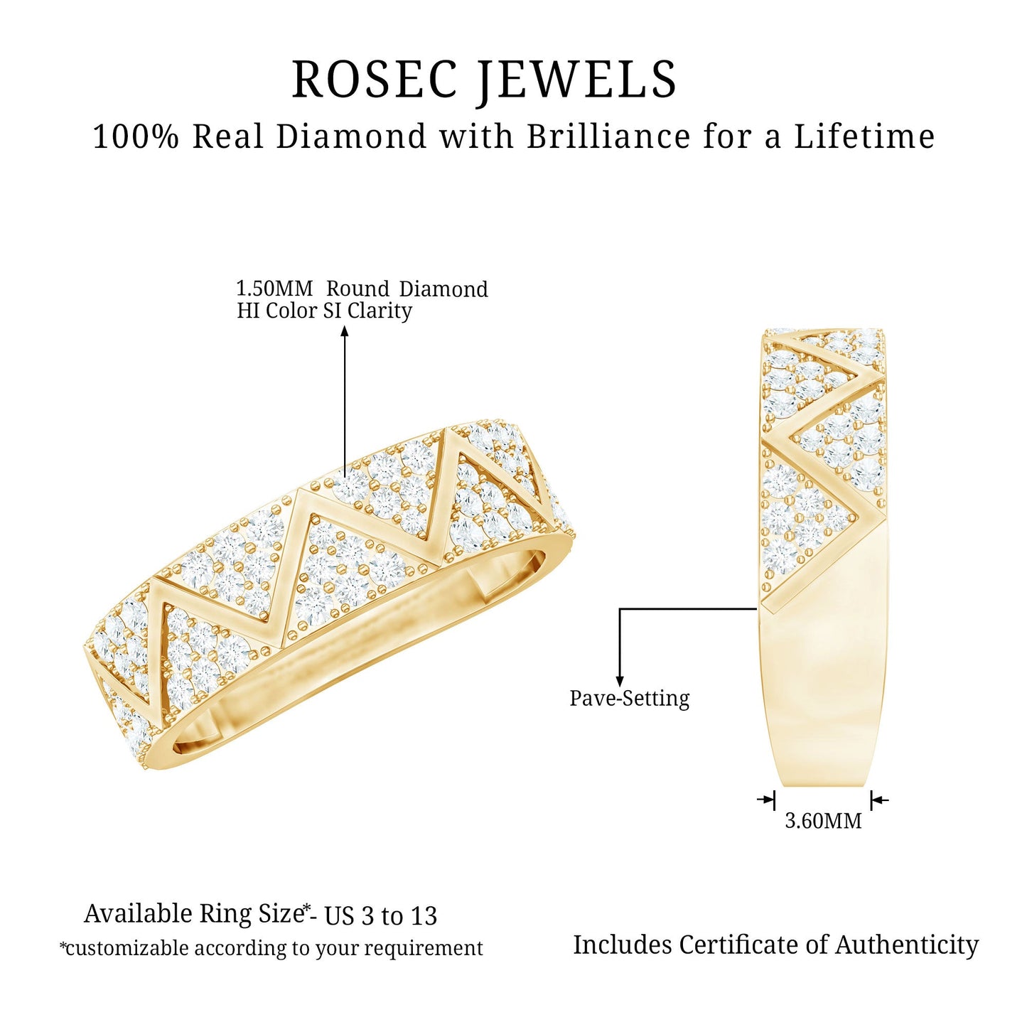 Certified Diamond Designer Wedding Band Ring