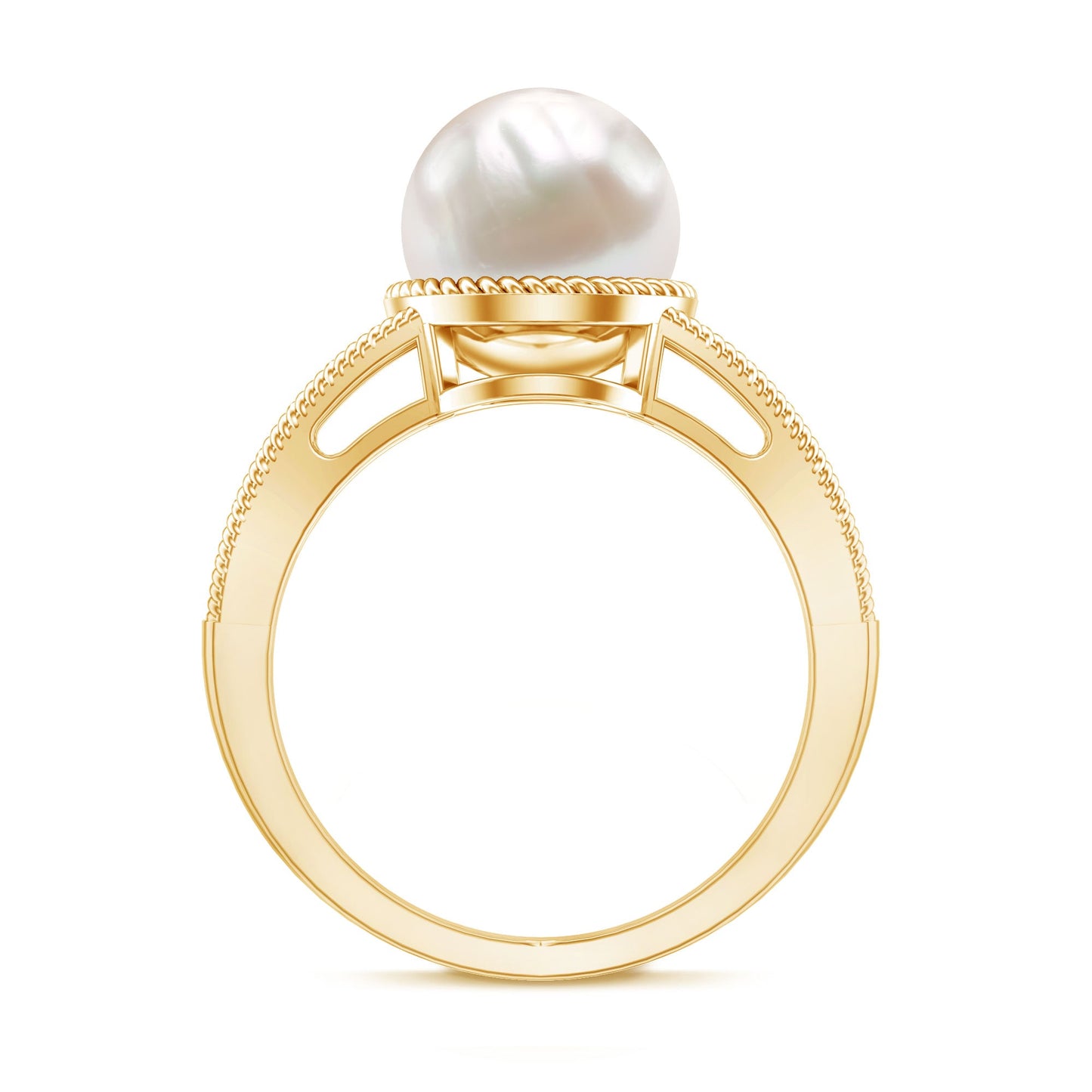 8 Carat Freshwater Pearl Solitaire Engagement Ring in Split Shank