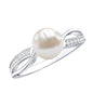 Cultured 3 Carat Freshwater Pearl Engagement Ring with Diamond