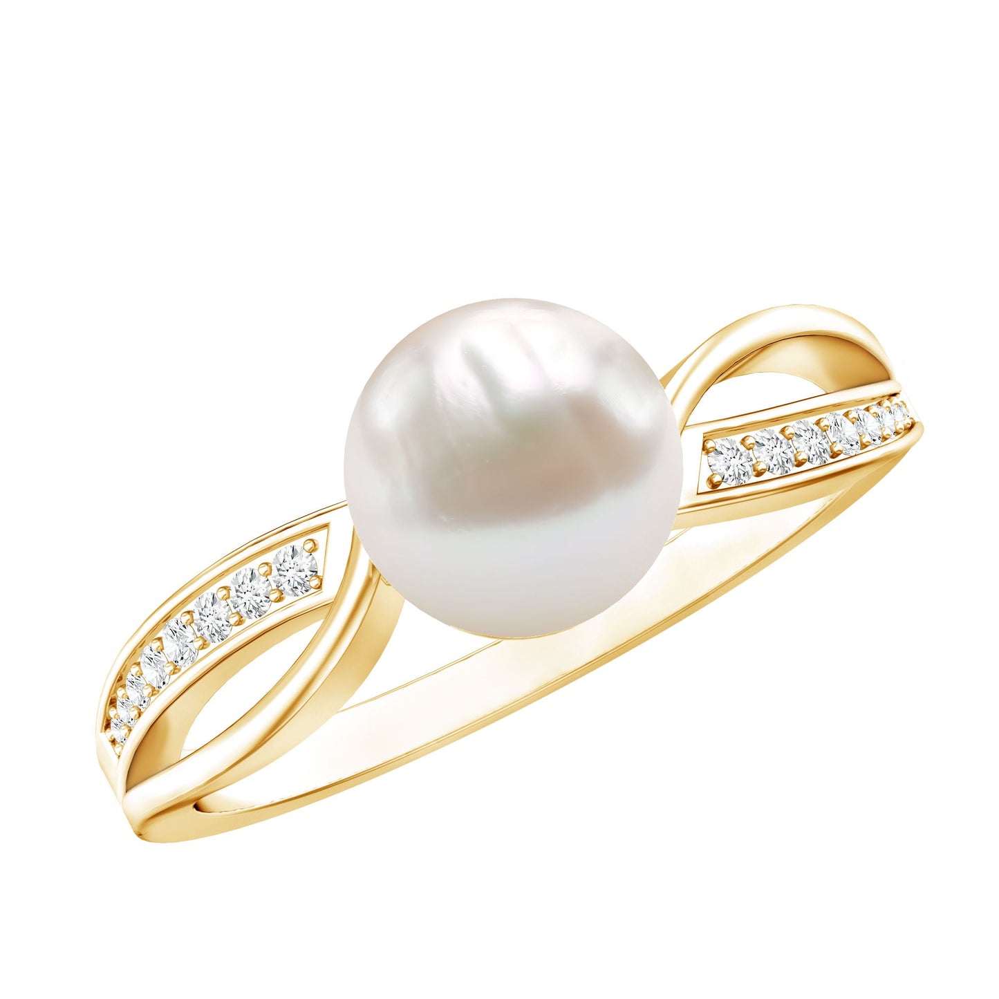 Cultured 3 Carat Freshwater Pearl Engagement Ring with Diamond
