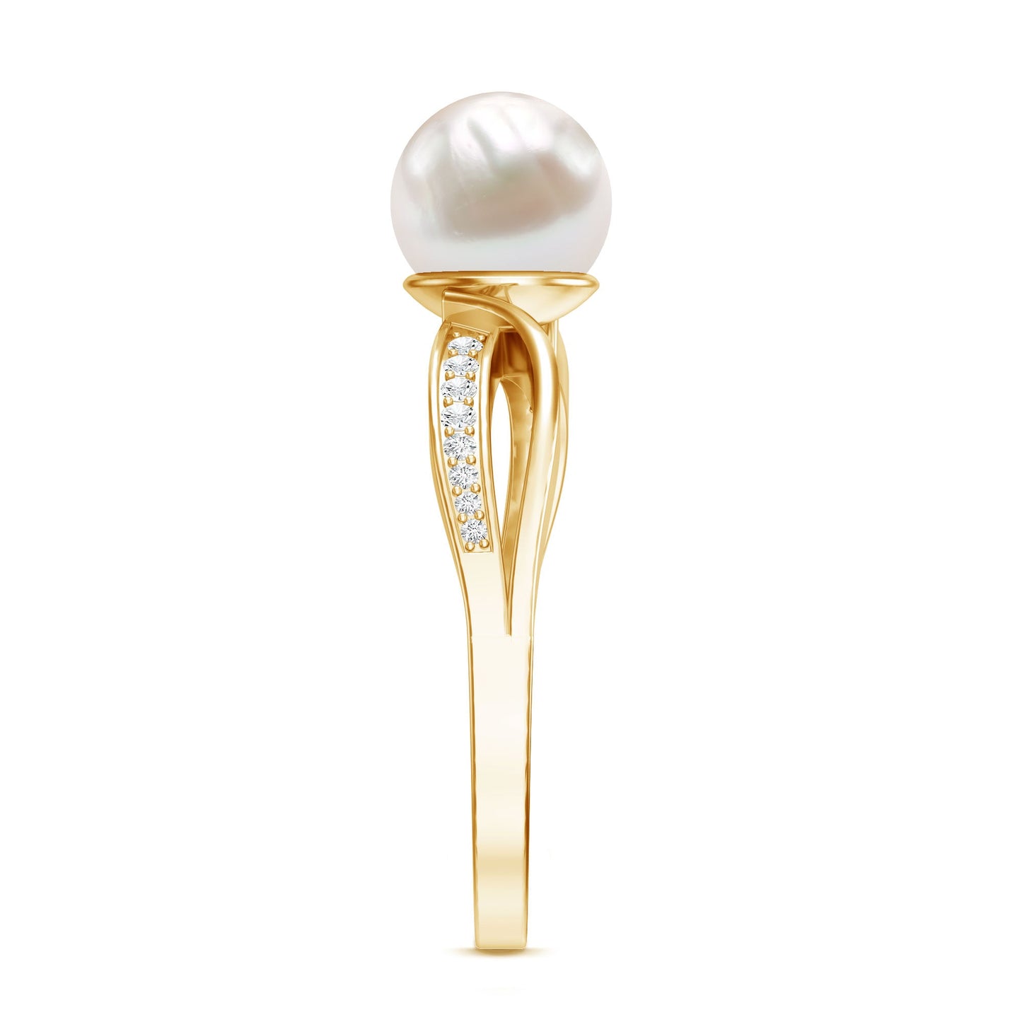 Cultured 3 Carat Freshwater Pearl Engagement Ring with Diamond