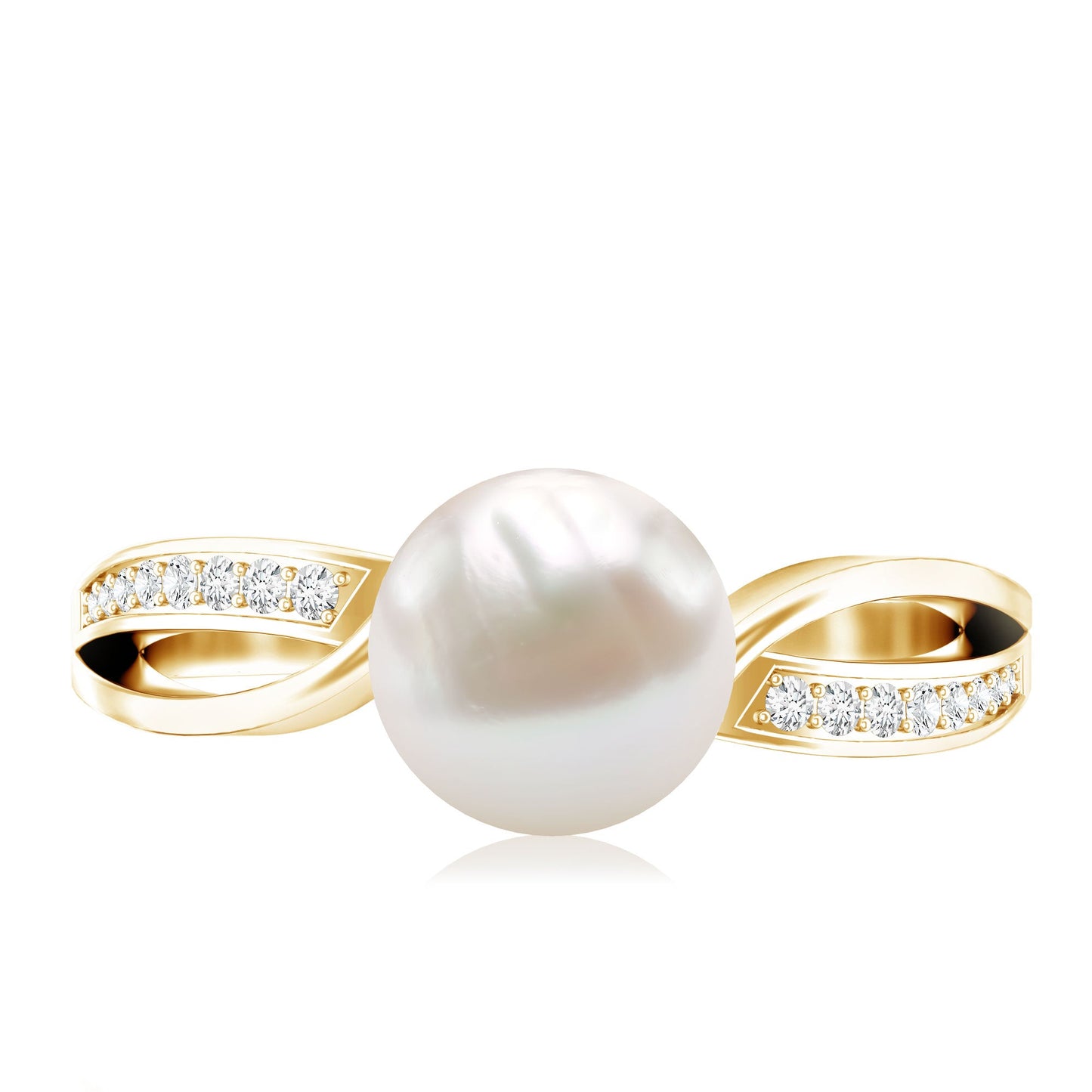 Cultured 3 Carat Freshwater Pearl Engagement Ring with Diamond