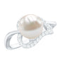 Cultured Freshwater Pearl Promise Ring with Diamond Leaf