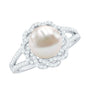 Split Shank Freshwater Pearl and Diamond Braided Statement Ring