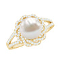 Split Shank Freshwater Pearl and Diamond Braided Statement Ring