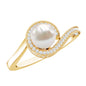 2.2 Carat Freshwater Pearl Bypass Engagement Ring with Diamond