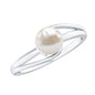 Cultured 2 Carat Freshwater Pearl Solitaire Engagement Ring with Bypass Shank