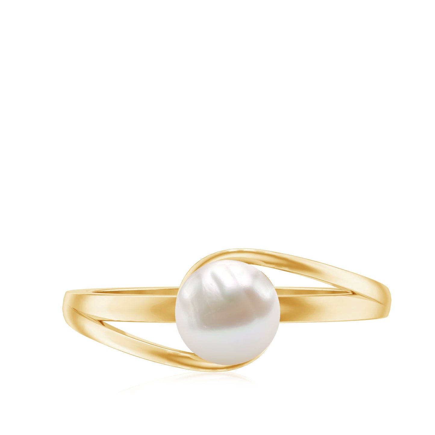 Cultured 2 Carat Freshwater Pearl Solitaire Engagement Ring with Bypass Shank