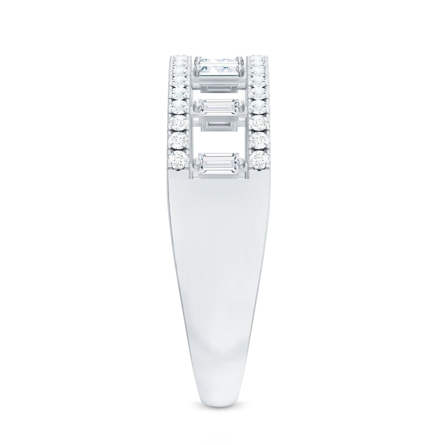 Natural Baguette Diamond Half Eternity Band With Certificate
