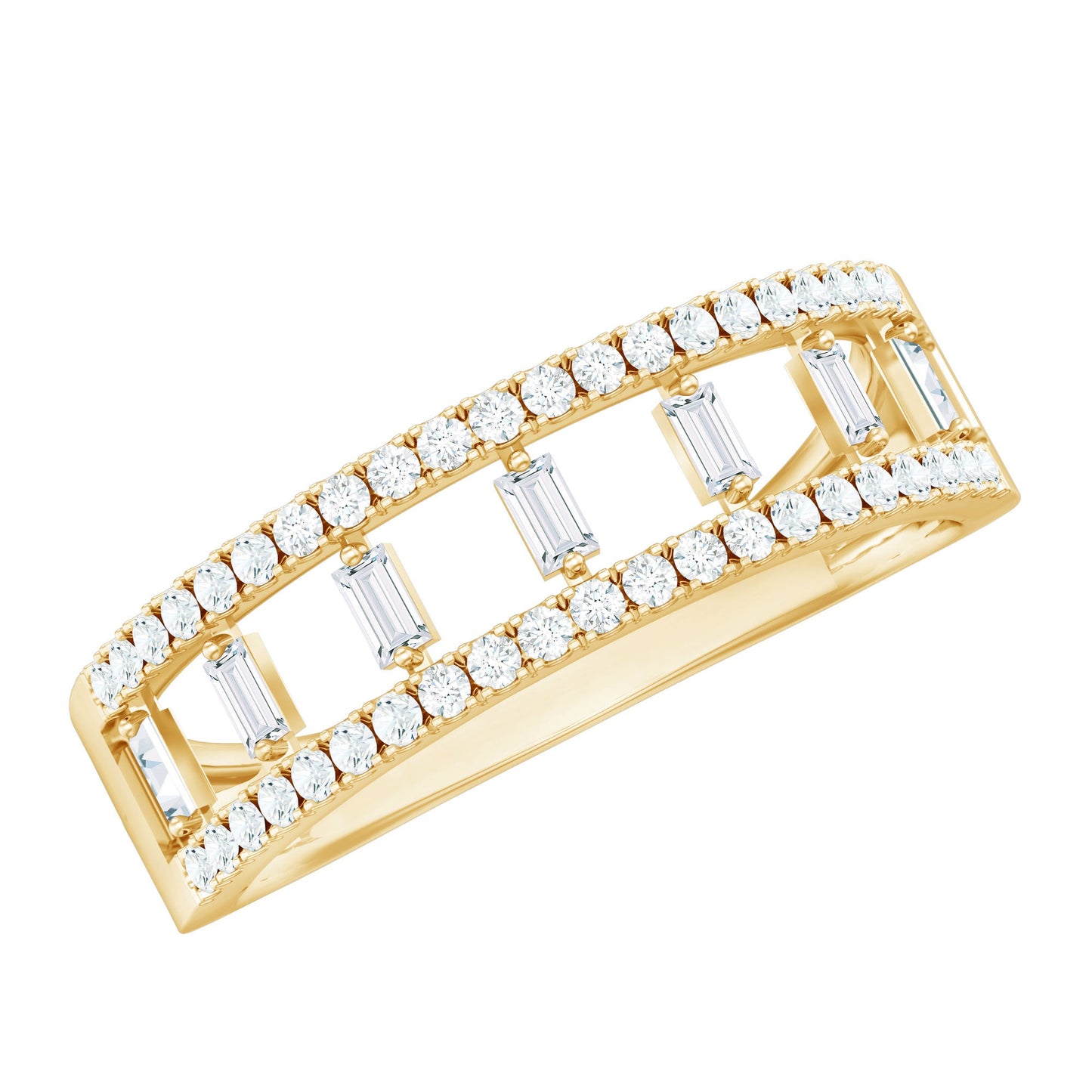 Natural Baguette Diamond Half Eternity Band With Certificate