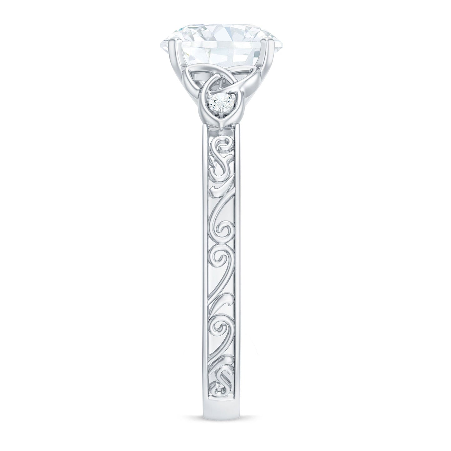 Antique Looking Round Moissanite Celtic Knot Engagement Ring