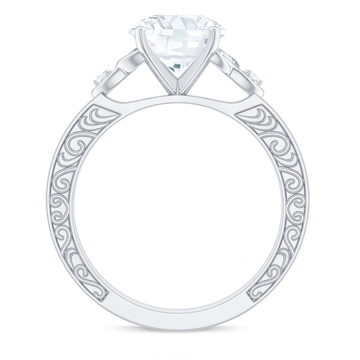 Antique Looking Round Moissanite Celtic Knot Engagement Ring
