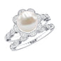 Freshwater Pearl and Diamond Wedding Ring Set