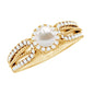 2 Carat Freshwater Pearl and Diamond Engagement Ring with Beaded Detail
