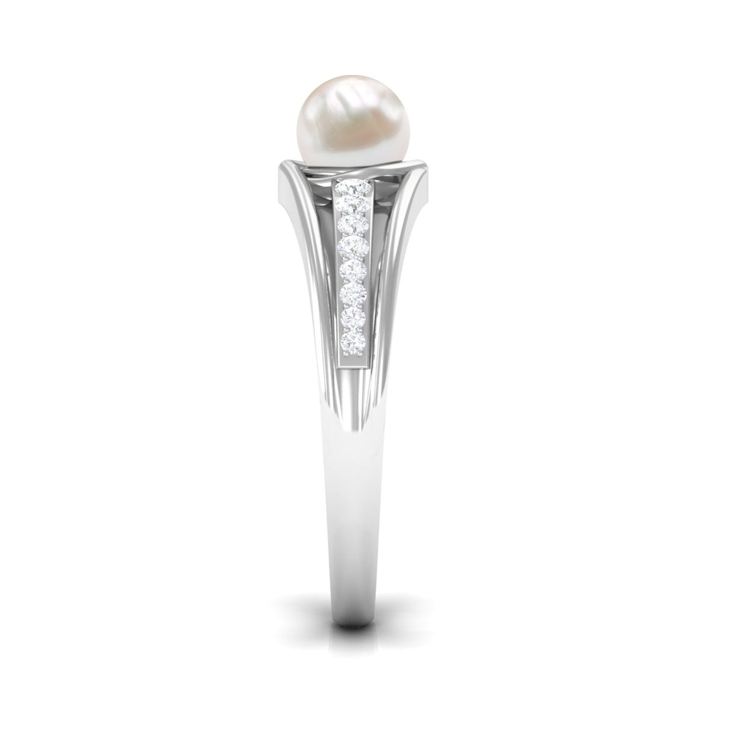 Cultured 2 Carat Freshwater Pearl Engagement Ring with Diamond
