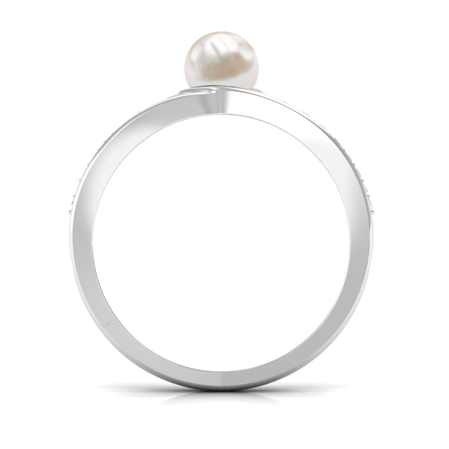 Cultured 2 Carat Freshwater Pearl Engagement Ring with Diamond