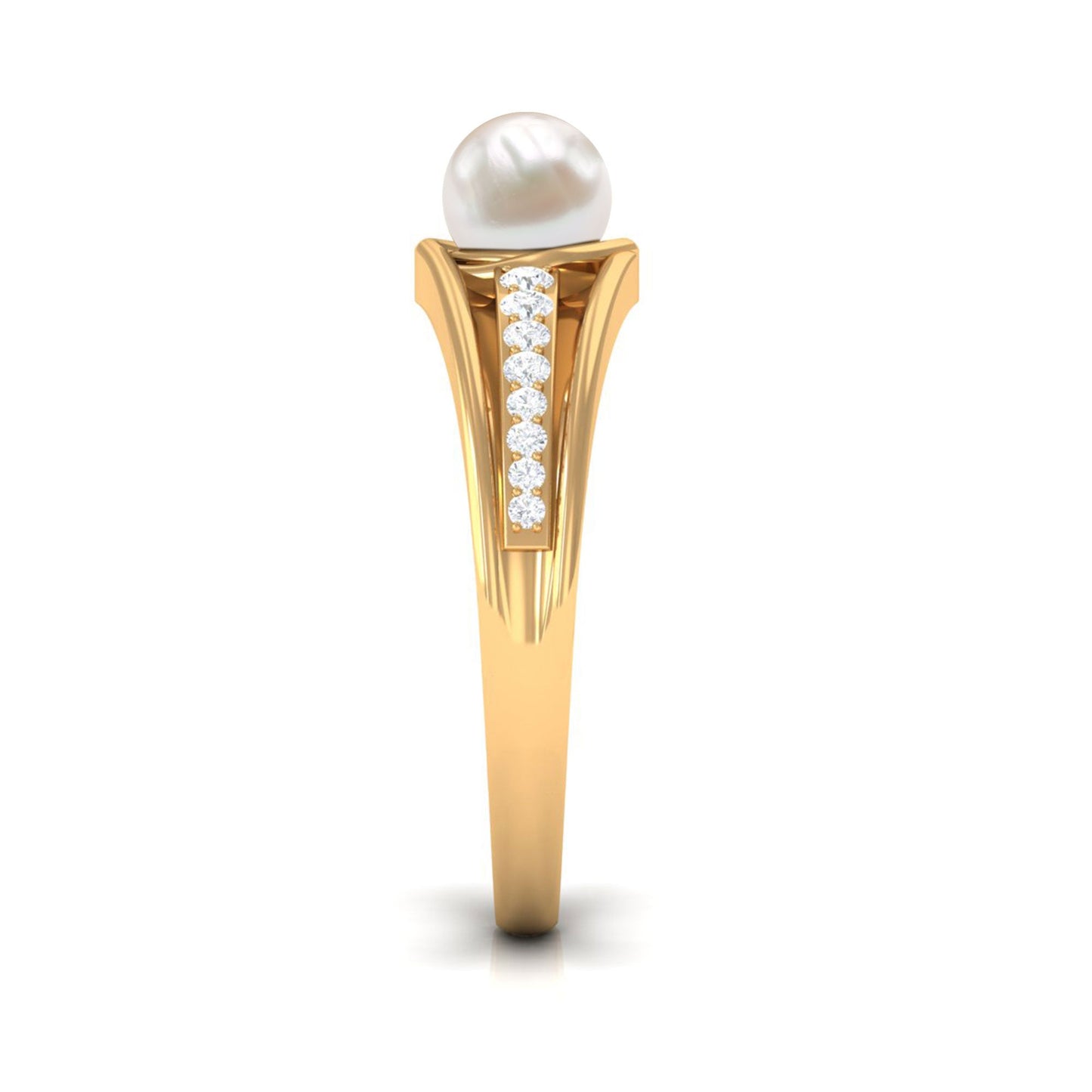 Cultured 2 Carat Freshwater Pearl Engagement Ring with Diamond