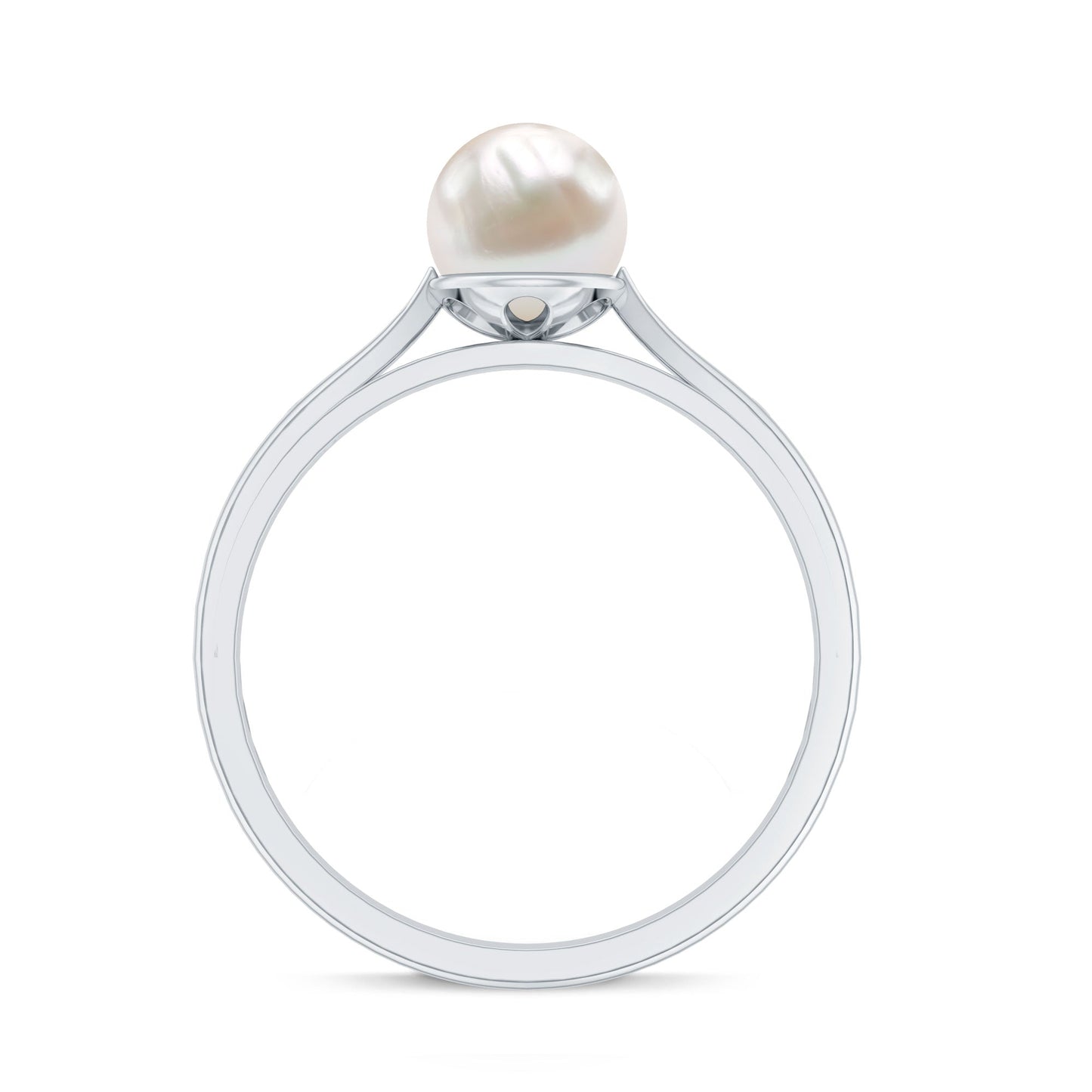 Natural 2.2 Carat Freshwater Pearl Solitaire Ring with Diamond