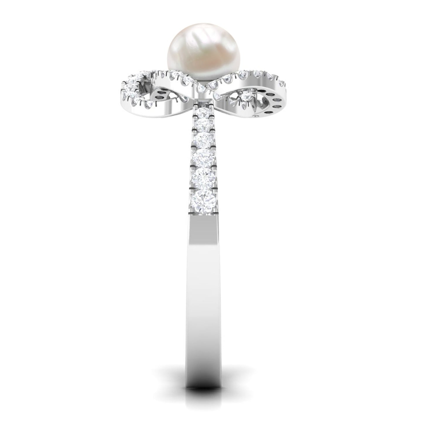 2 Carat Freshwater Pearl Engagement Ring with Diamond Accent