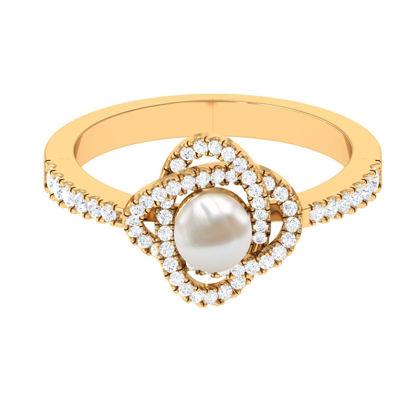 2 Carat Freshwater Pearl Engagement Ring with Diamond Accent