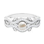 Genuine 2 Carat Pearl Art Deco Engagement Ring with Diamond for Women
