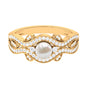 Genuine 2 Carat Pearl Art Deco Engagement Ring with Diamond for Women