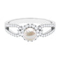 2 Carat Freshwater Pearl and Diamond Engagement Ring with Split Shank