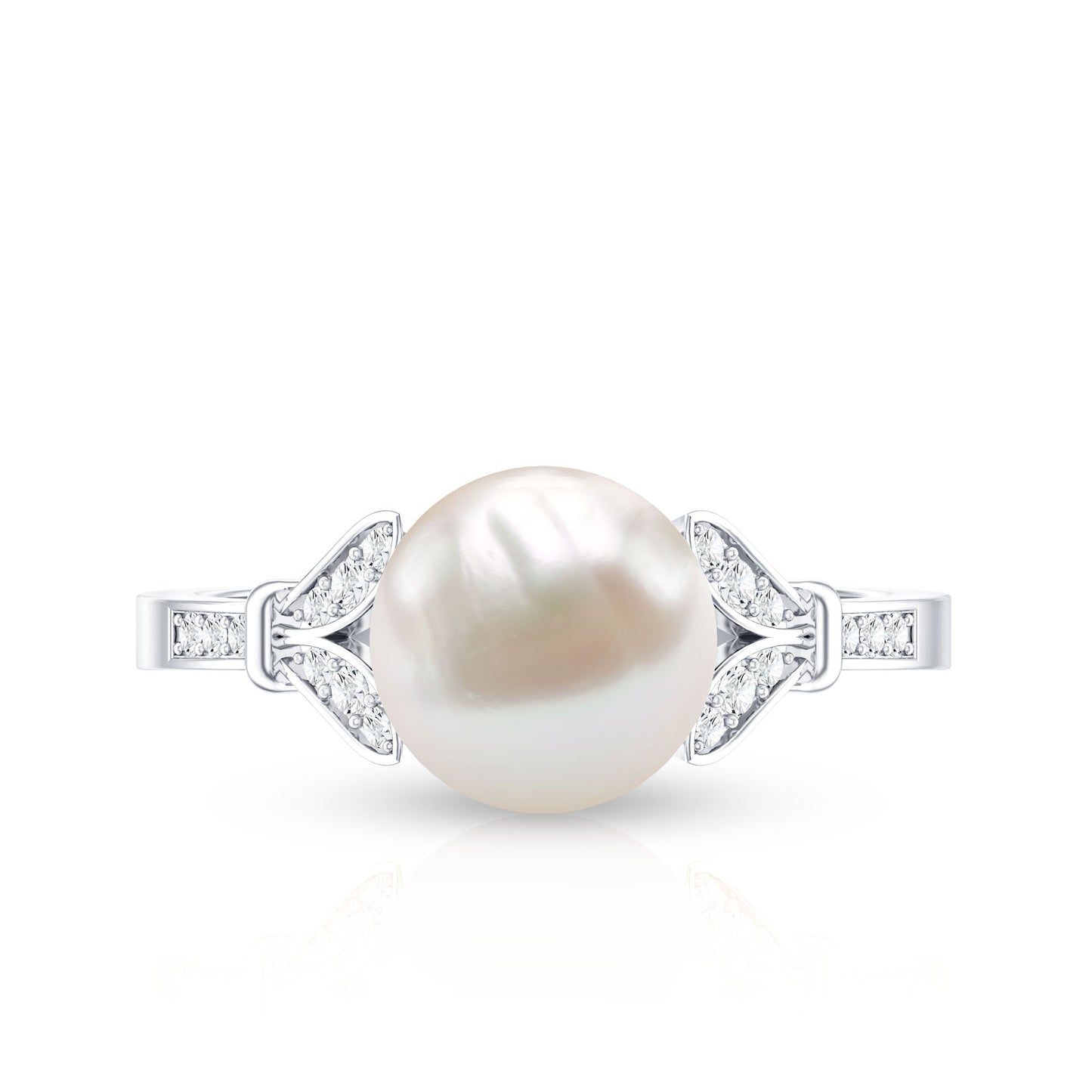Cultured 7.4 Carat Freshwater Pearl Diamond Engagement Ring with Split Shank