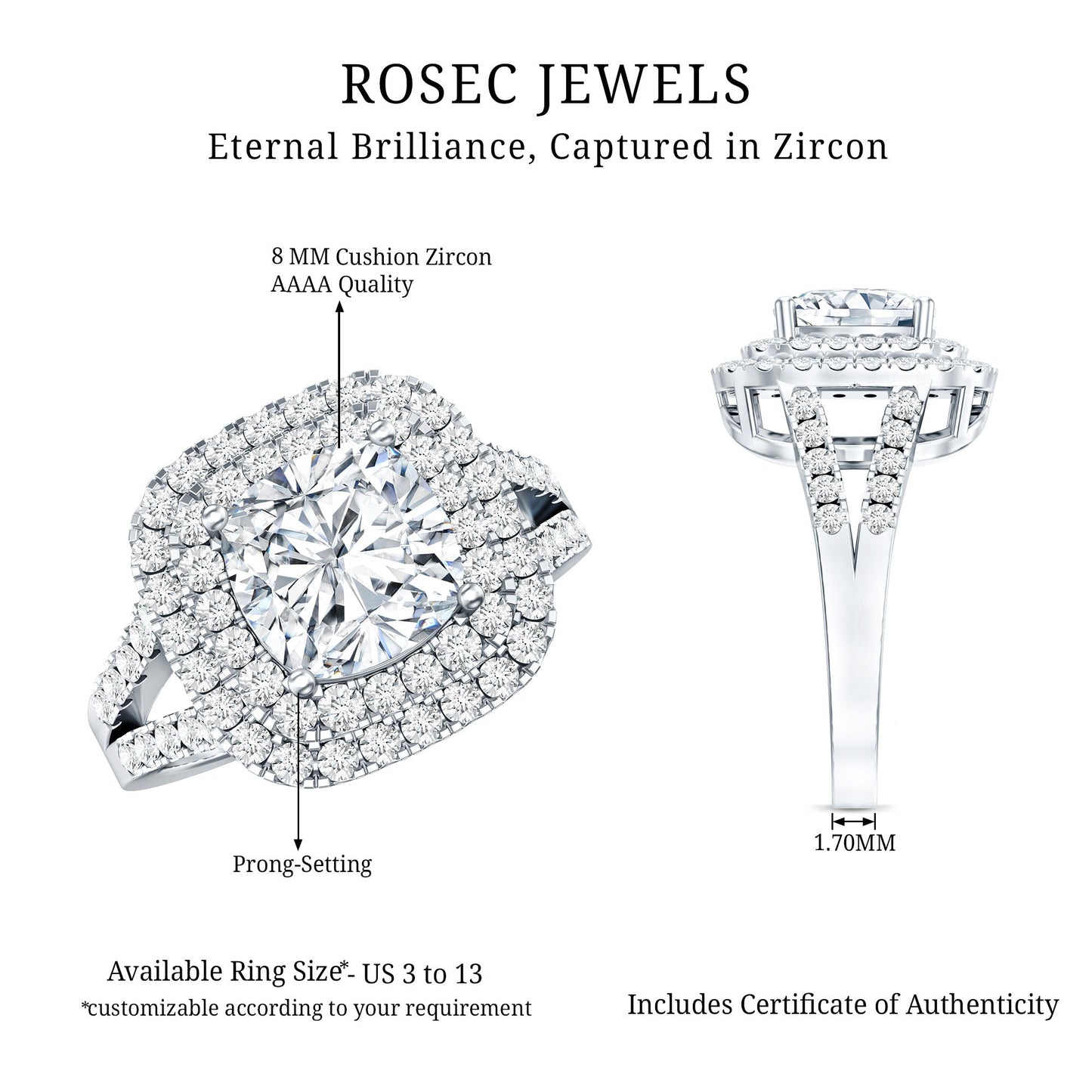 Certified 3 Carat Cubic Zirconia Double Vintage Inspired Engagement Ring