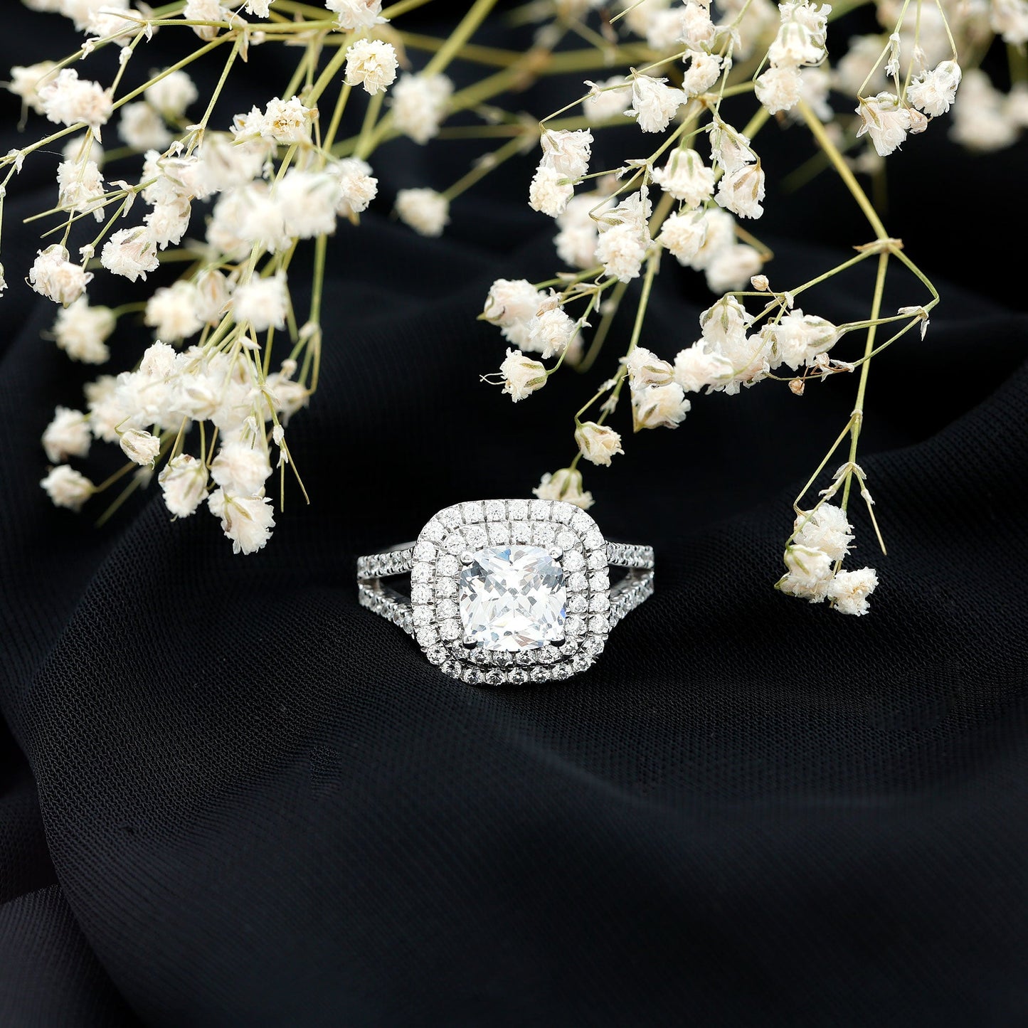 Certified 3 Carat Cubic Zirconia Double Vintage Inspired Engagement Ring