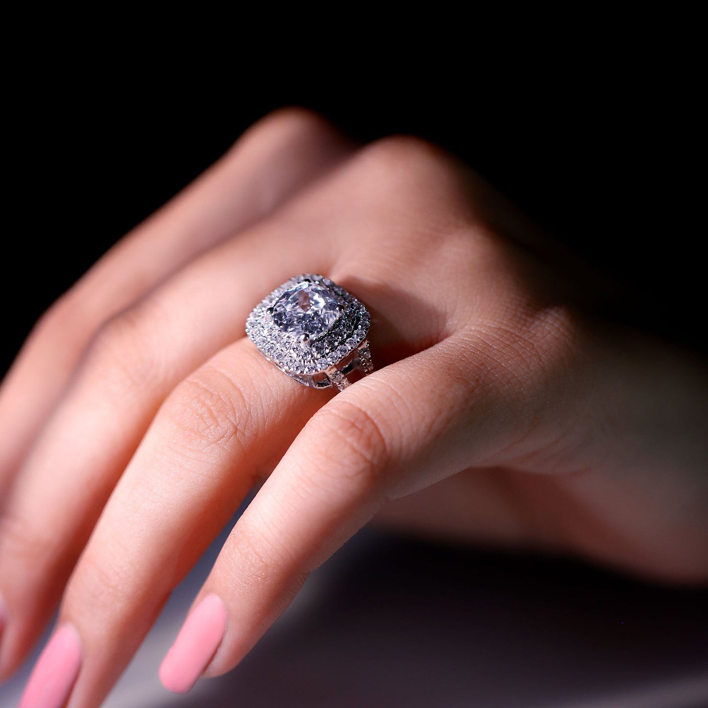 Certified 3 Carat Cubic Zirconia Double Vintage Inspired Engagement Ring