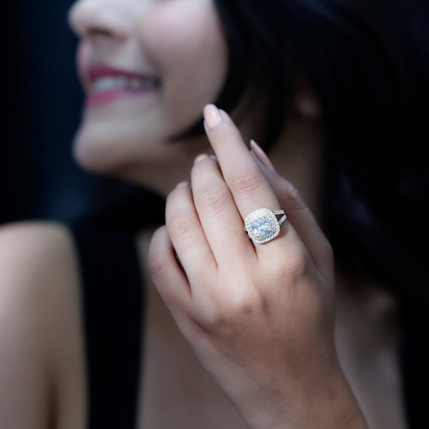 Certified 3 Carat Cubic Zirconia Double Vintage Inspired Engagement Ring