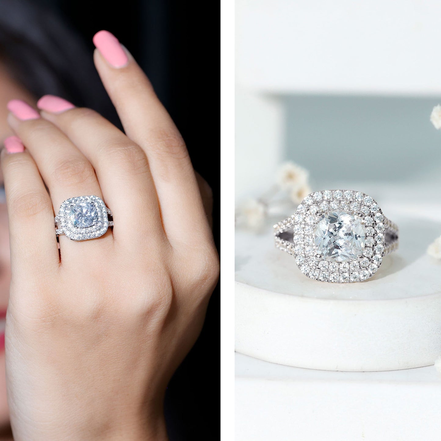 Certified 3 Carat Cubic Zirconia Double Vintage Inspired Engagement Ring