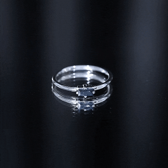 Natural Baguette Blue Sapphire Promise Ring for Women