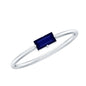 Natural Baguette Blue Sapphire Promise Ring for Women