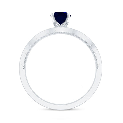 Real 0.9 Carat Blue Sapphire Engagement Ring with Diamond